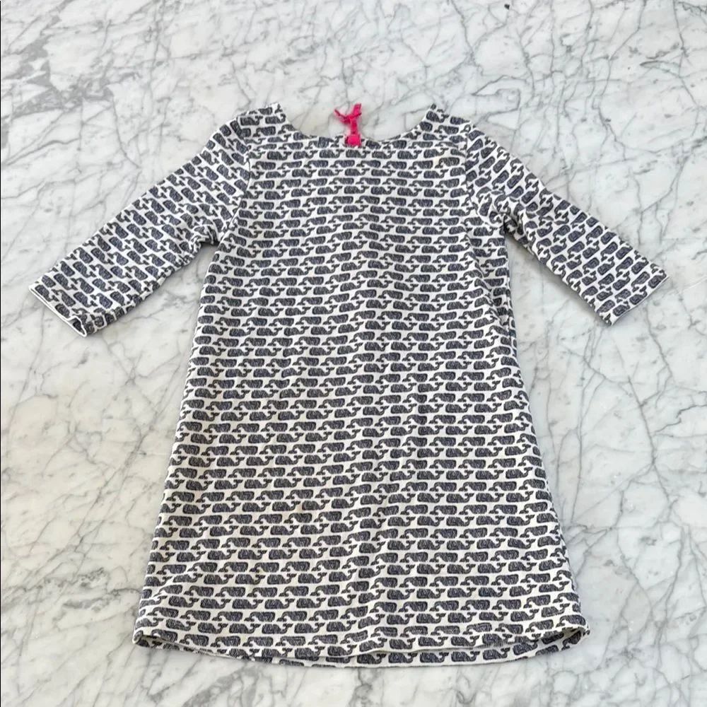 Vineyard Vines Girls Whale Print Midi Dress Zip Preppy Size XS 5/6